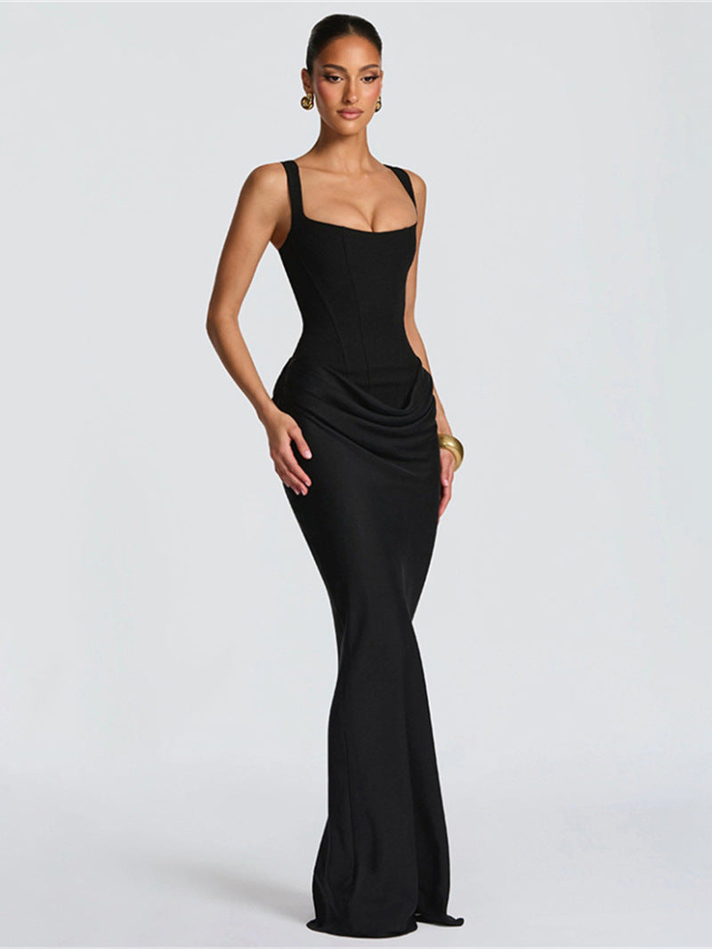 Maxikleid aus gerafftem Satin