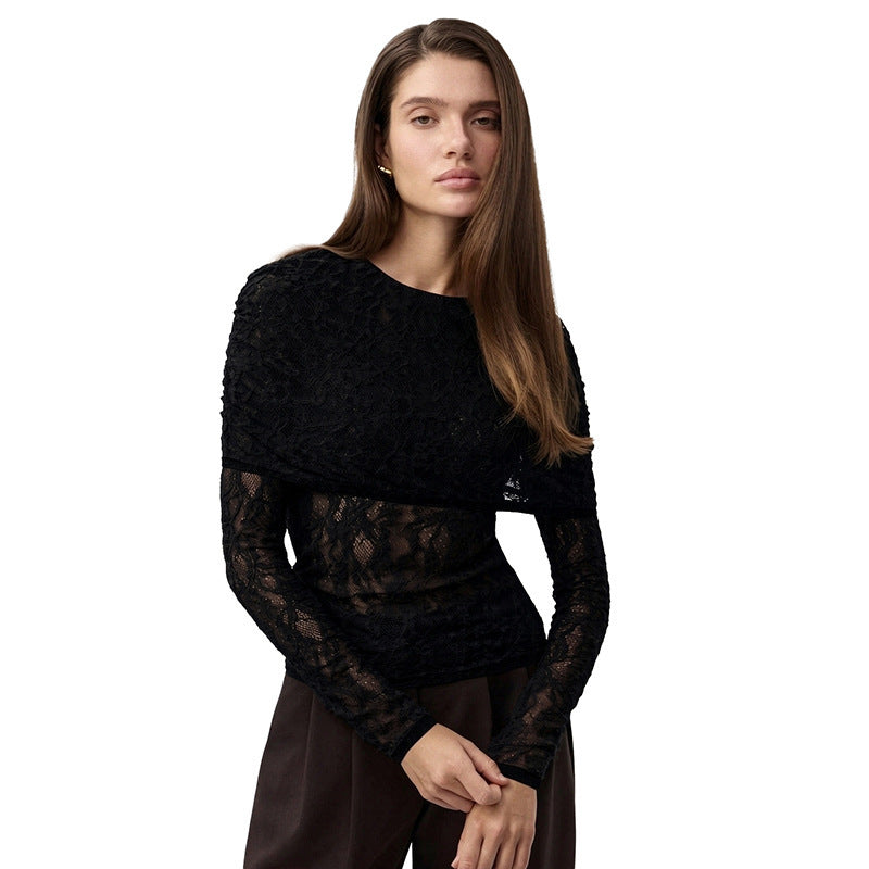 Blusa de encaje de manga larga