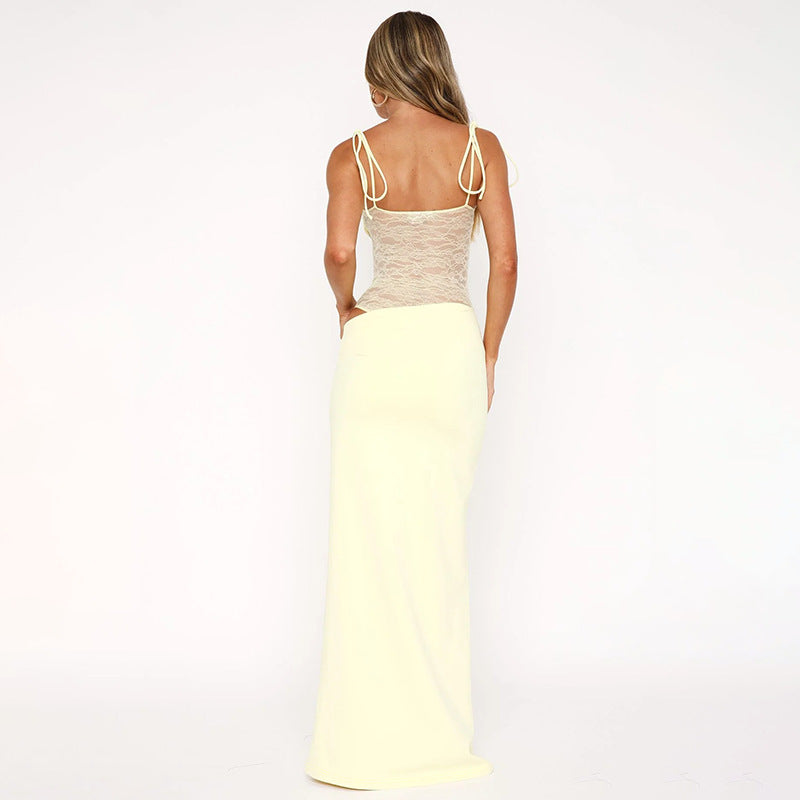 Robe longue à taille transparente