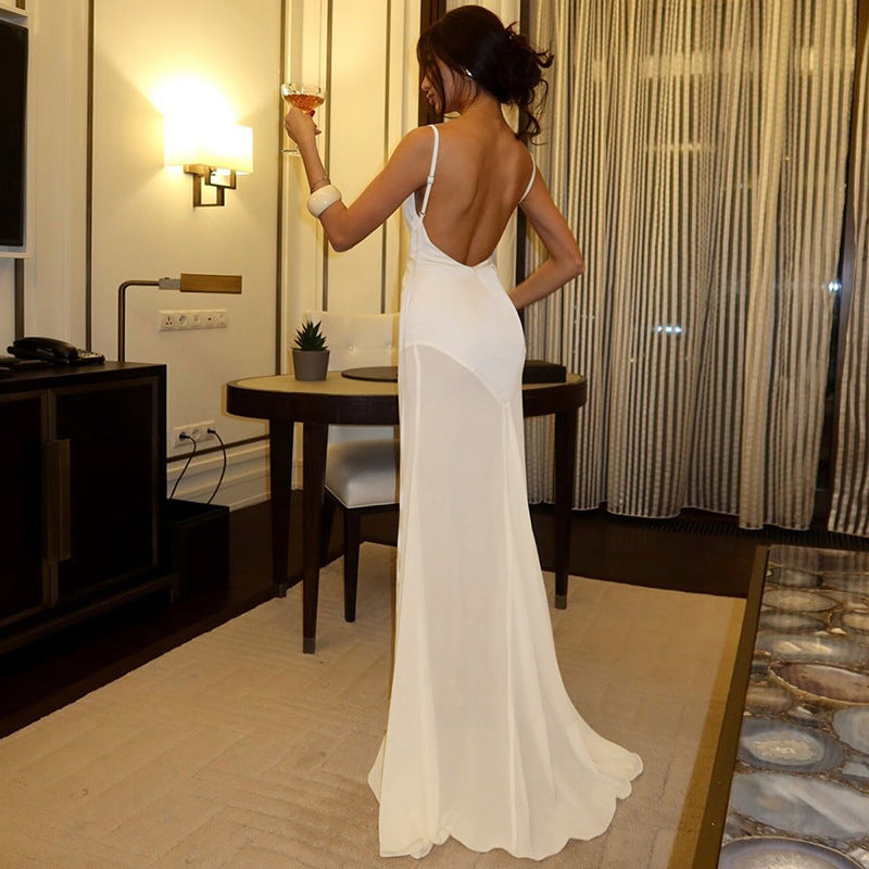 Satin Open-Back Maxi Dress