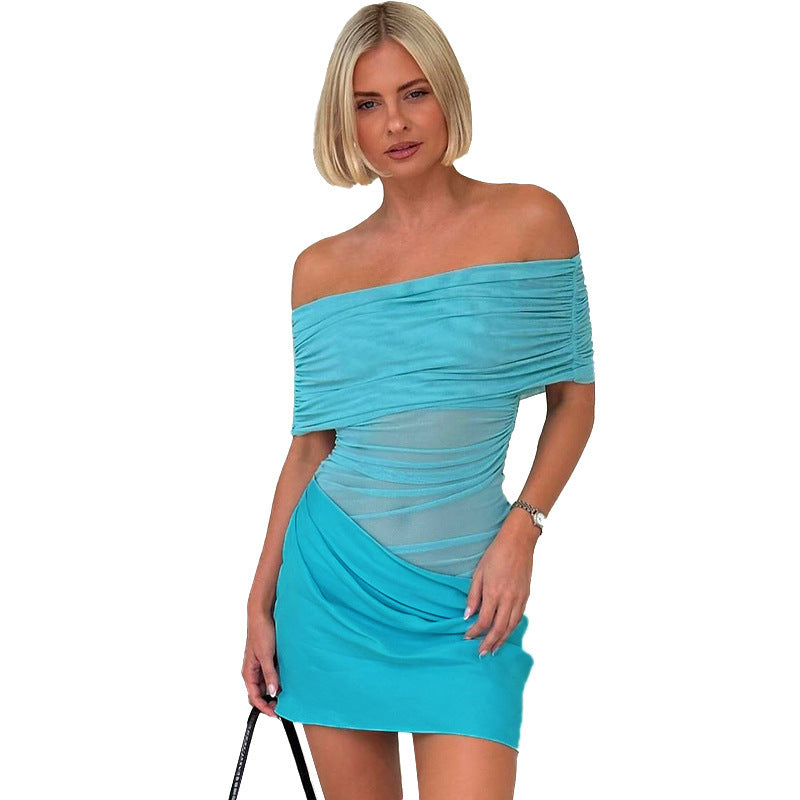 Off-Shoulder Draped Mini Dress