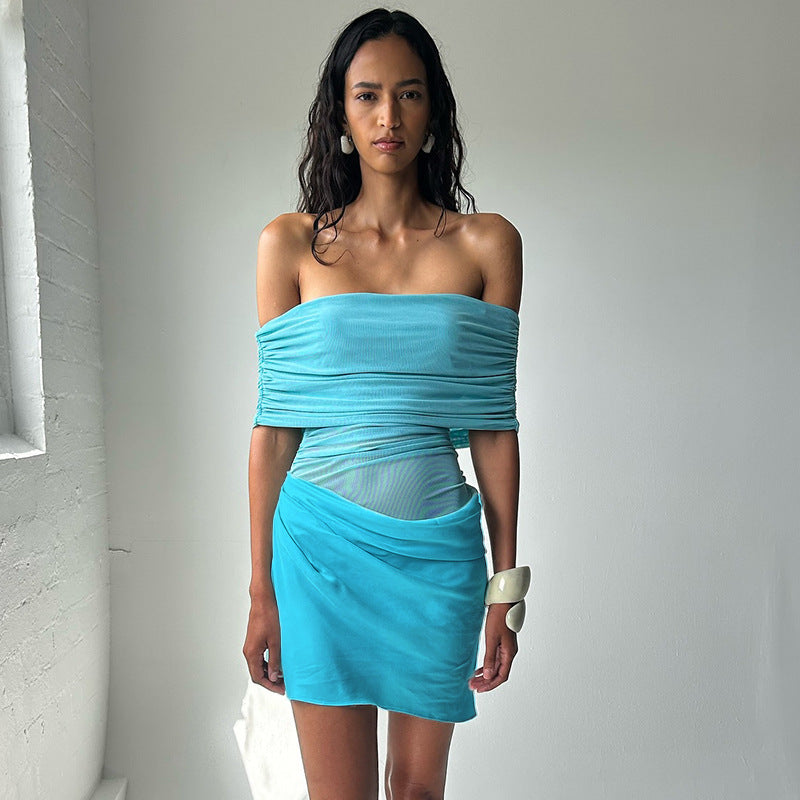 Off-Shoulder Draped Mini Dress
