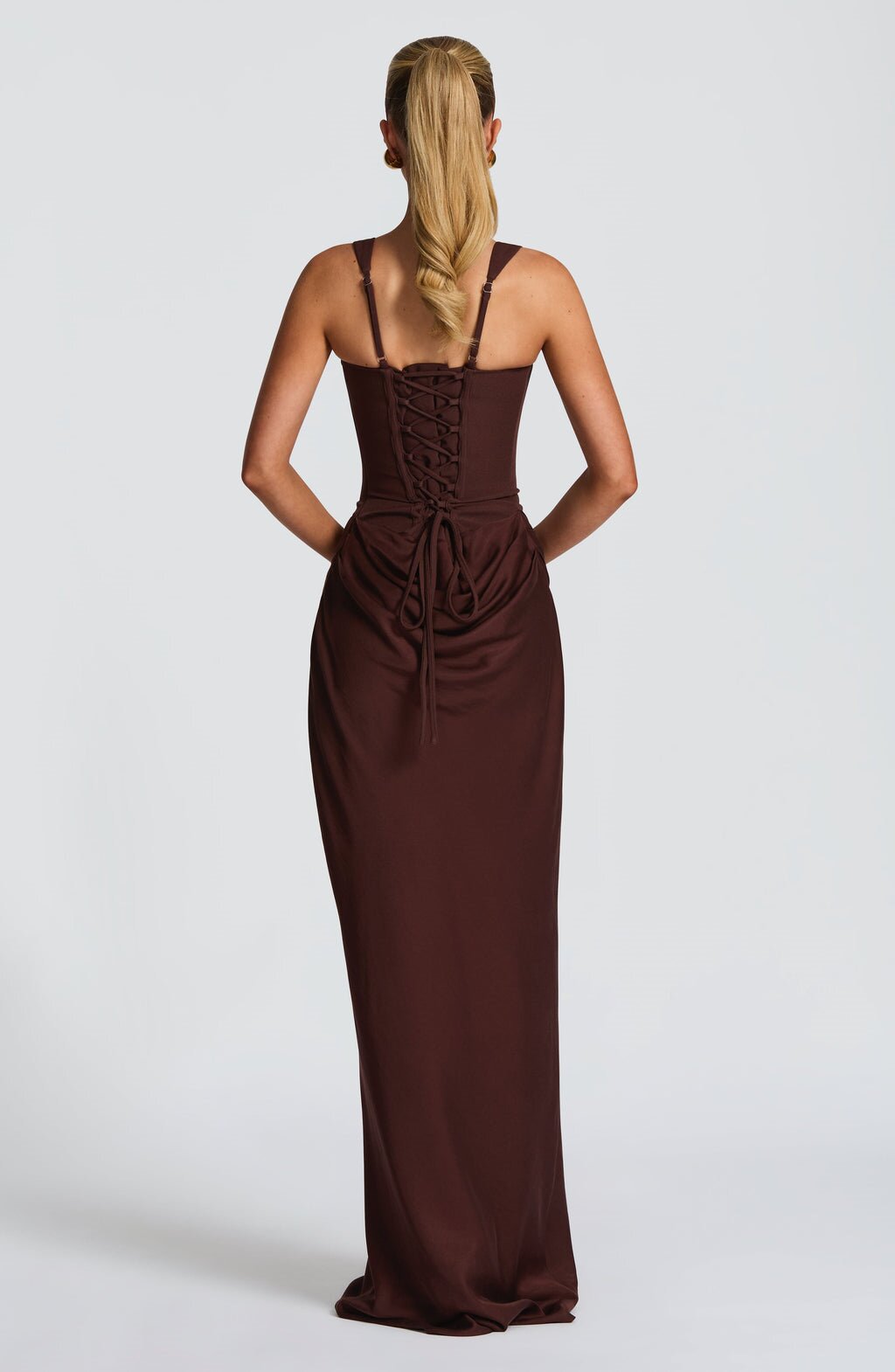 Maxikleid aus gerafftem Satin
