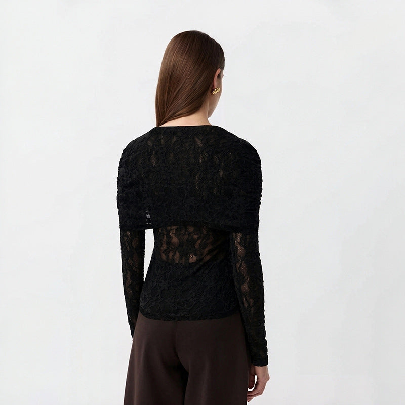 Blusa de encaje de manga larga
