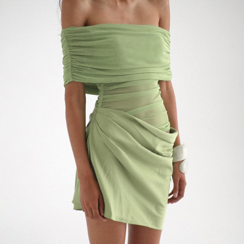 Off-Shoulder Draped Mini Dress