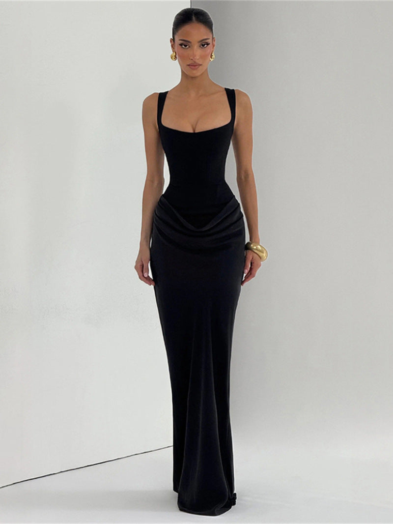 Maxikleid aus gerafftem Satin