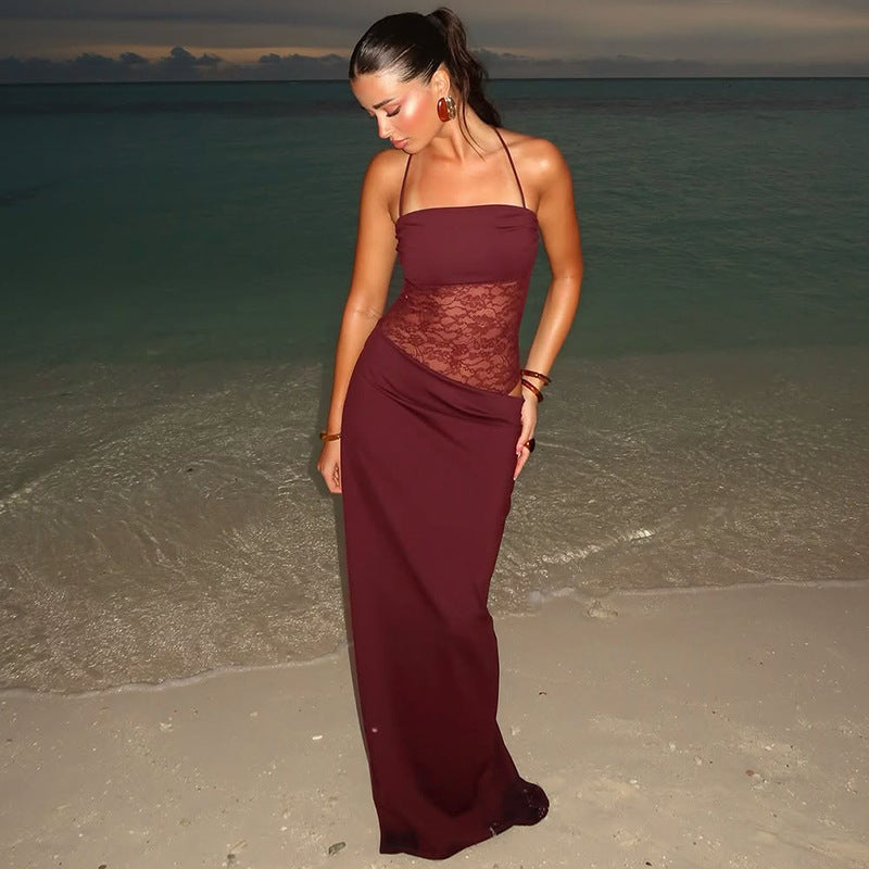 Robe longue à taille transparente