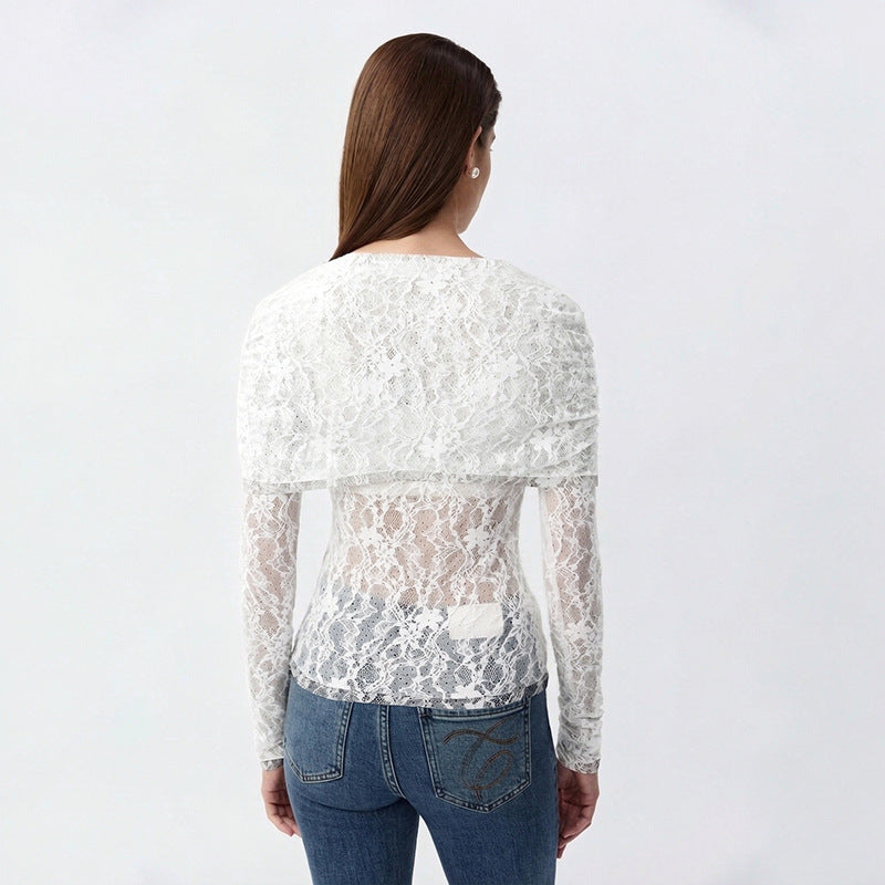Blusa de encaje de manga larga