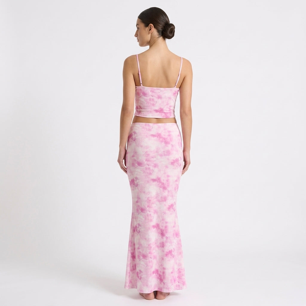 Conjunto de top y falda larga tie-dye