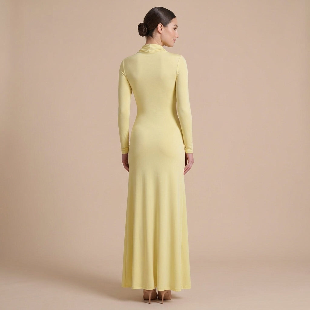 Ruched Turtleneck Maxi Dress