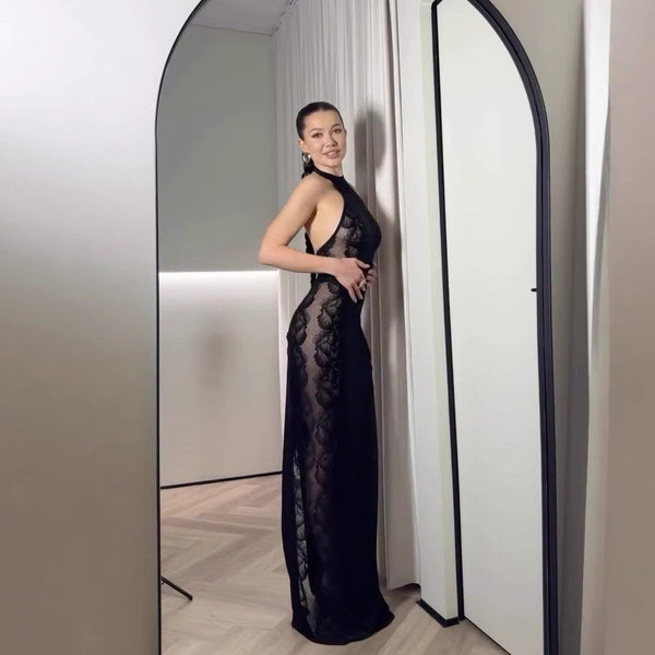 Lace Halter Maxi Dress