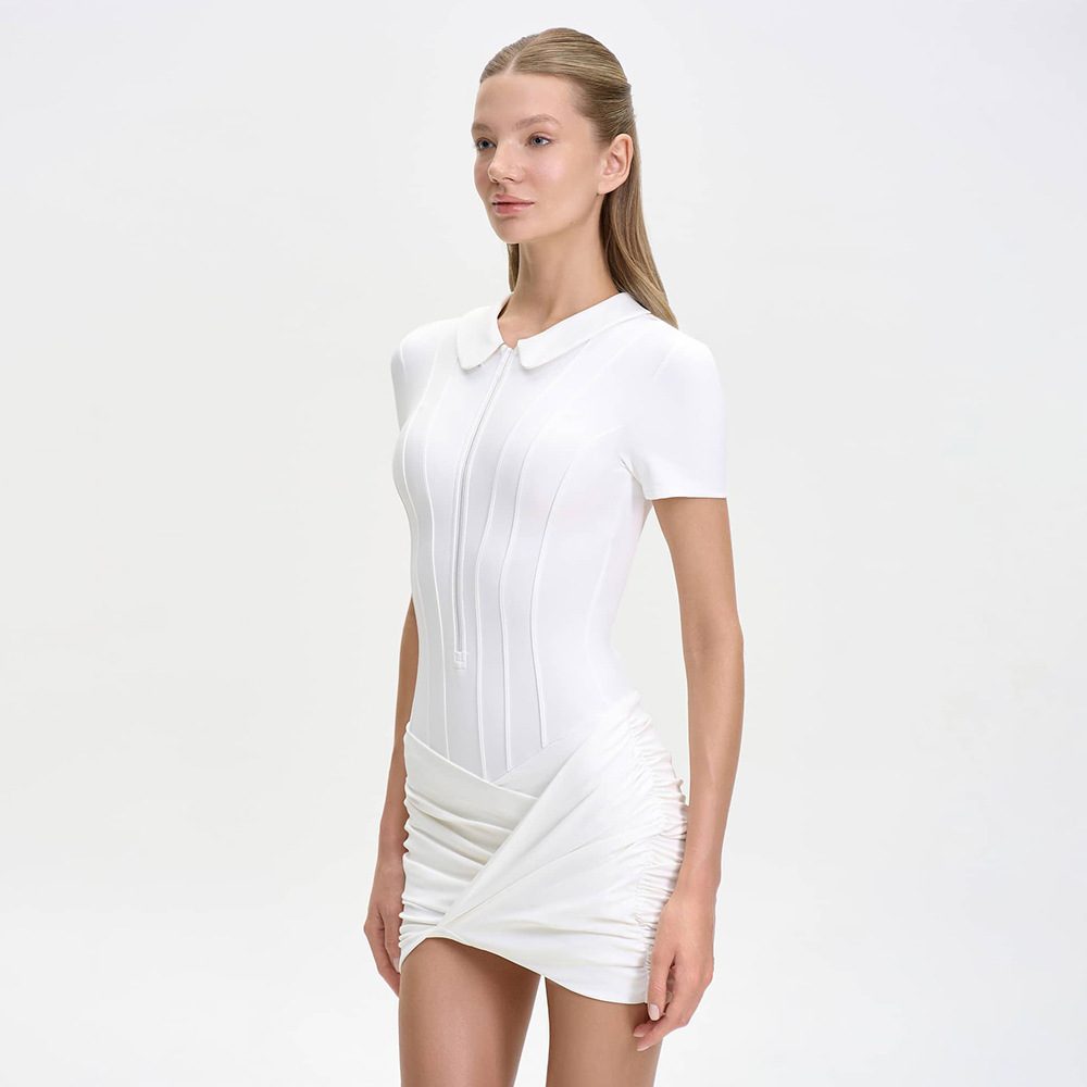 Ruched Polo Mini Dress