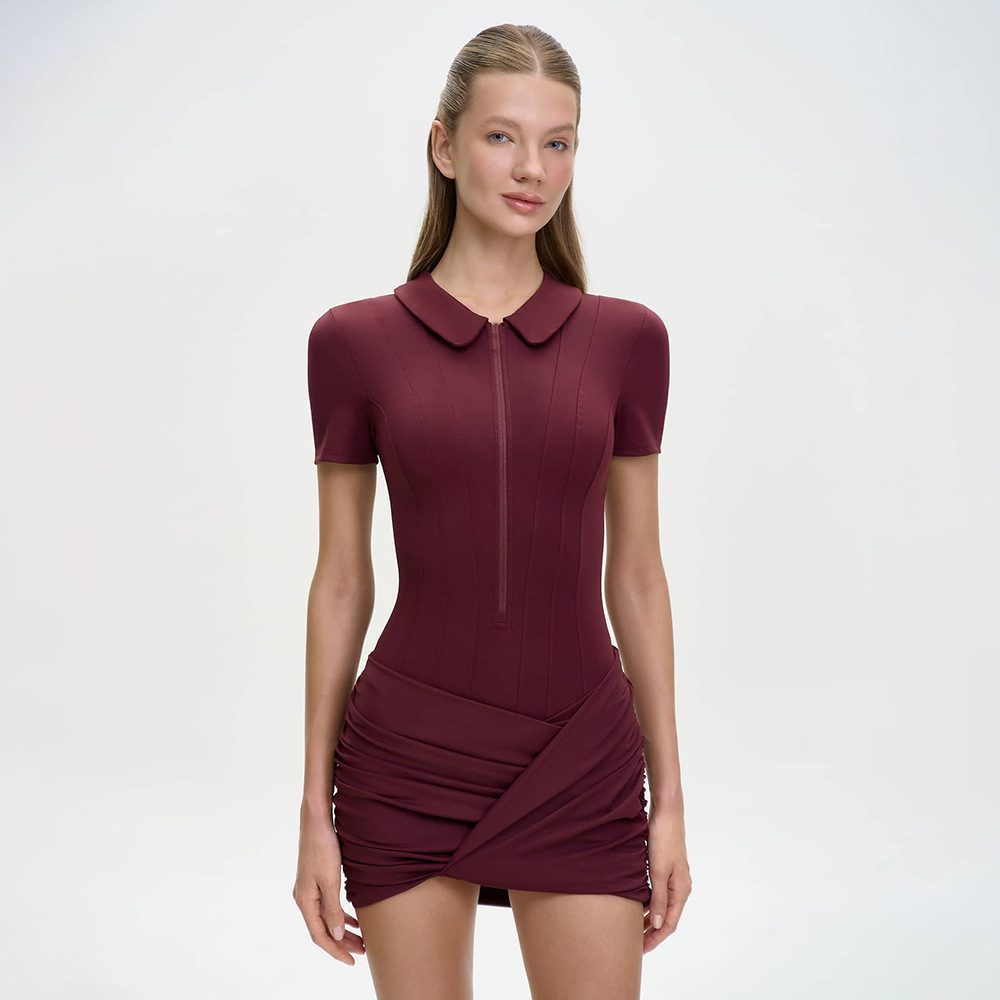 Ruched Polo Mini Dress