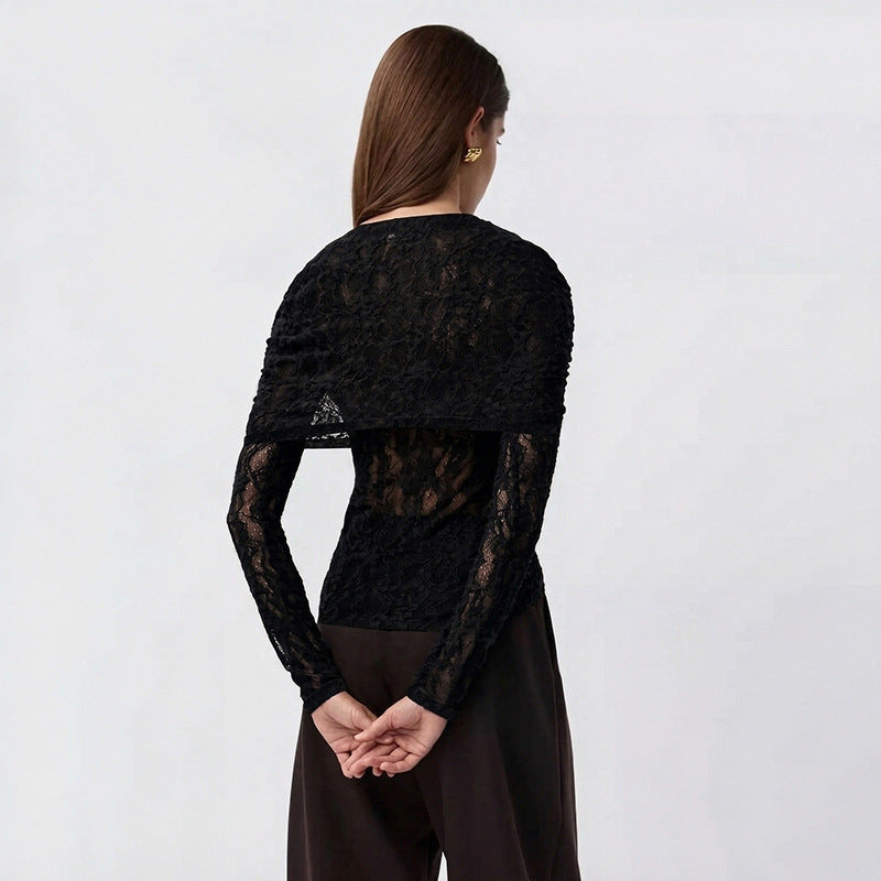 Blusa de encaje de manga larga