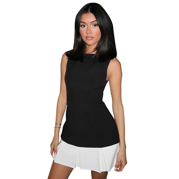 Black and White Hem Mini Dress