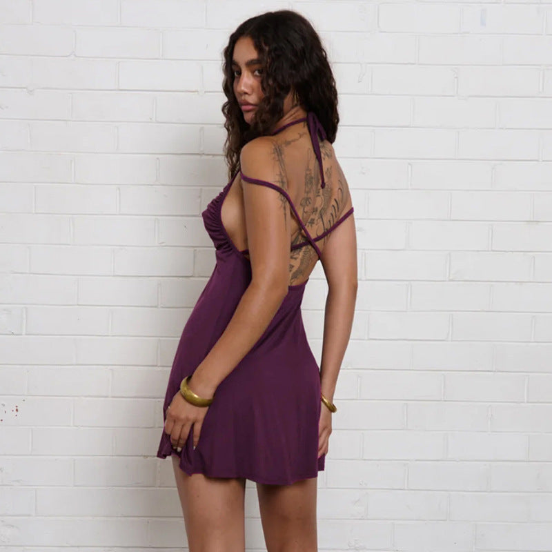 Backless Halter Mini Dress