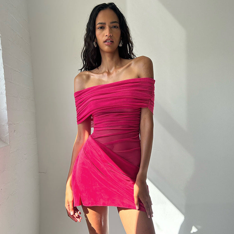 Off-Shoulder Draped Mini Dress