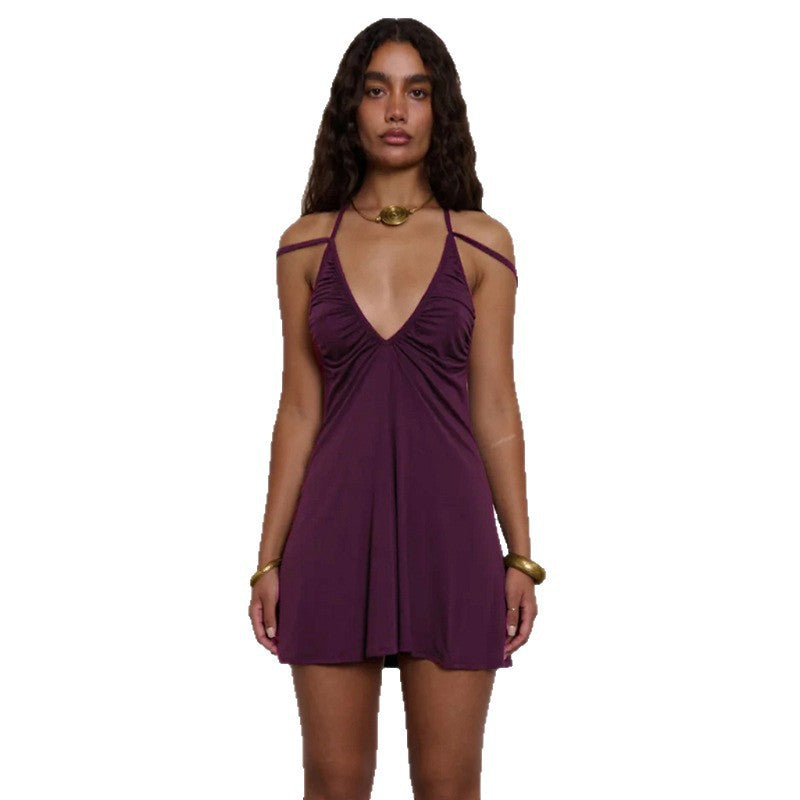 Backless Halter Mini Dress