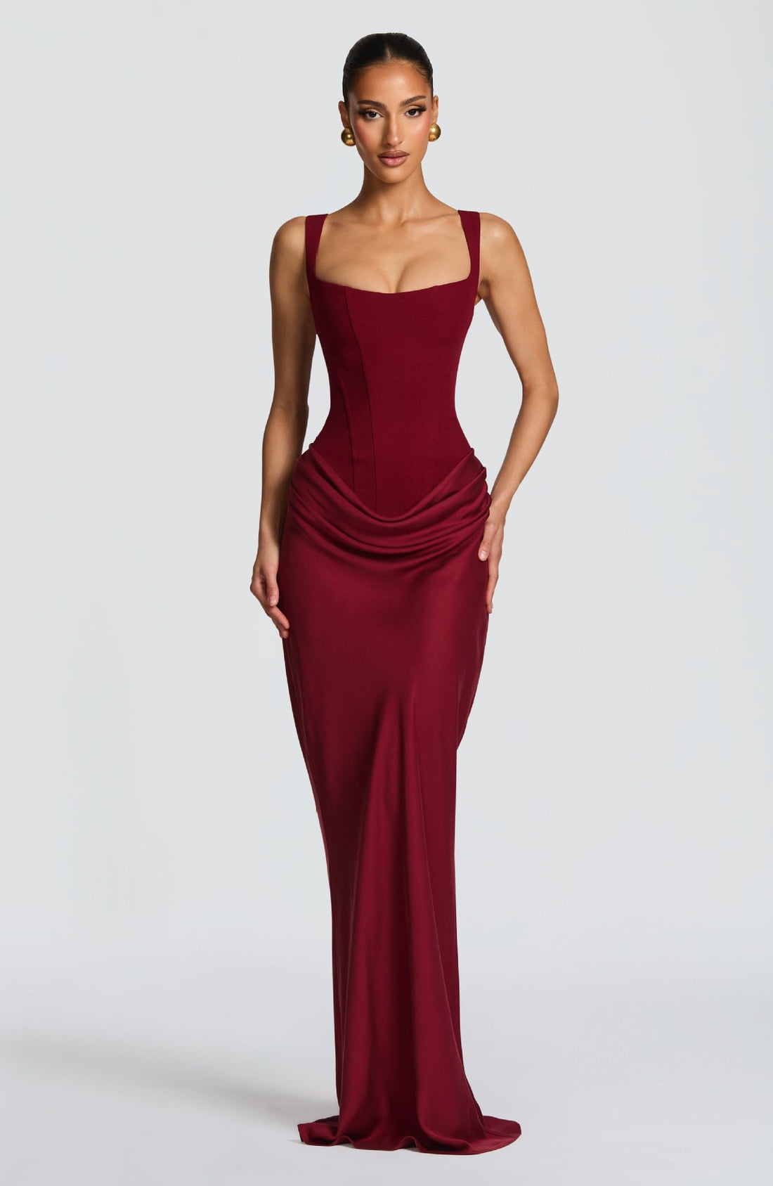 Maxikleid aus gerafftem Satin