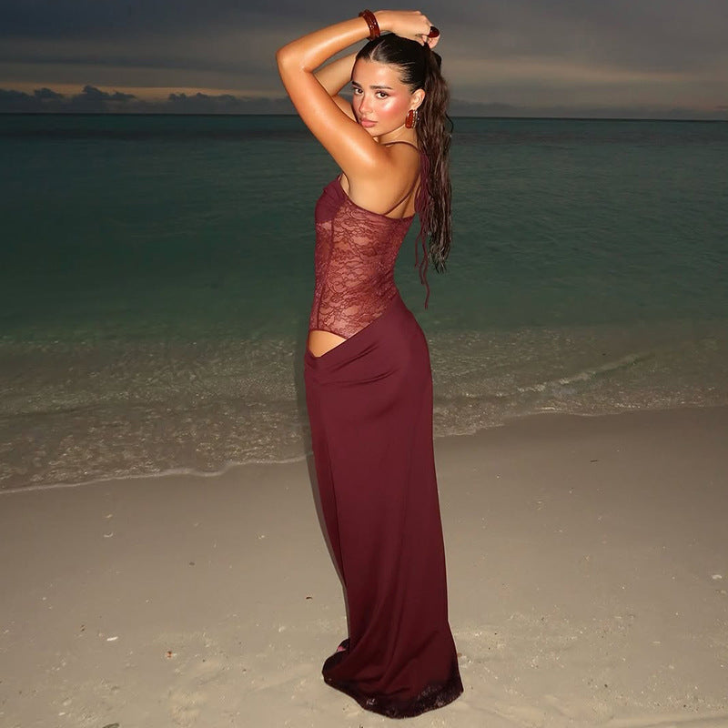 Robe longue à taille transparente