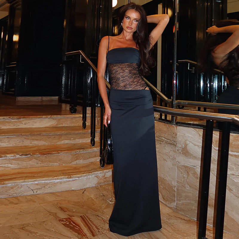Robe longue à taille transparente