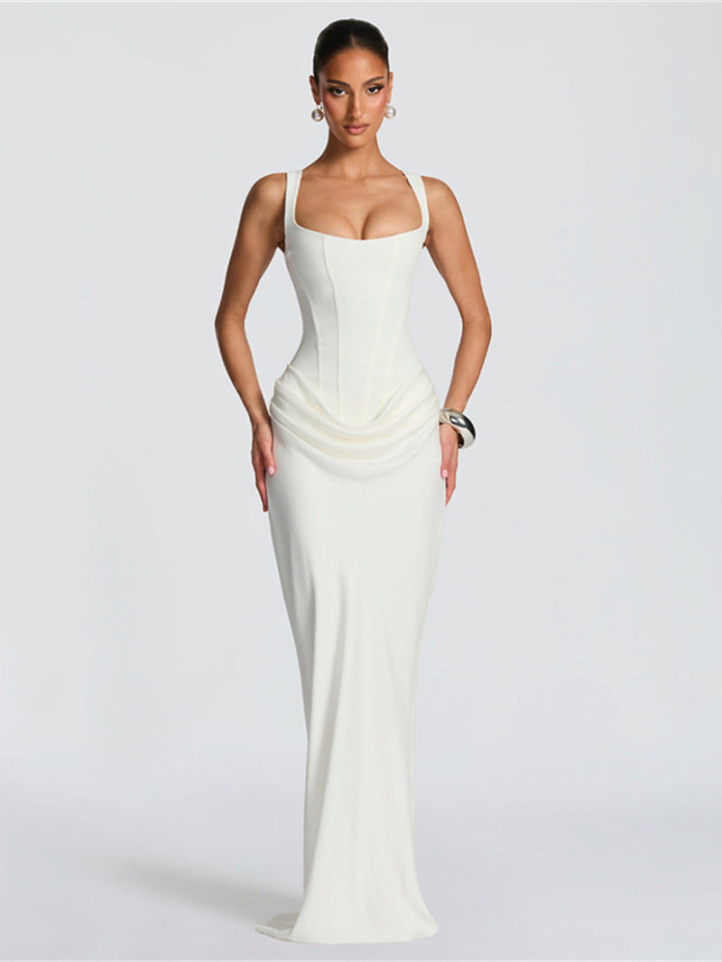 Maxikleid aus gerafftem Satin