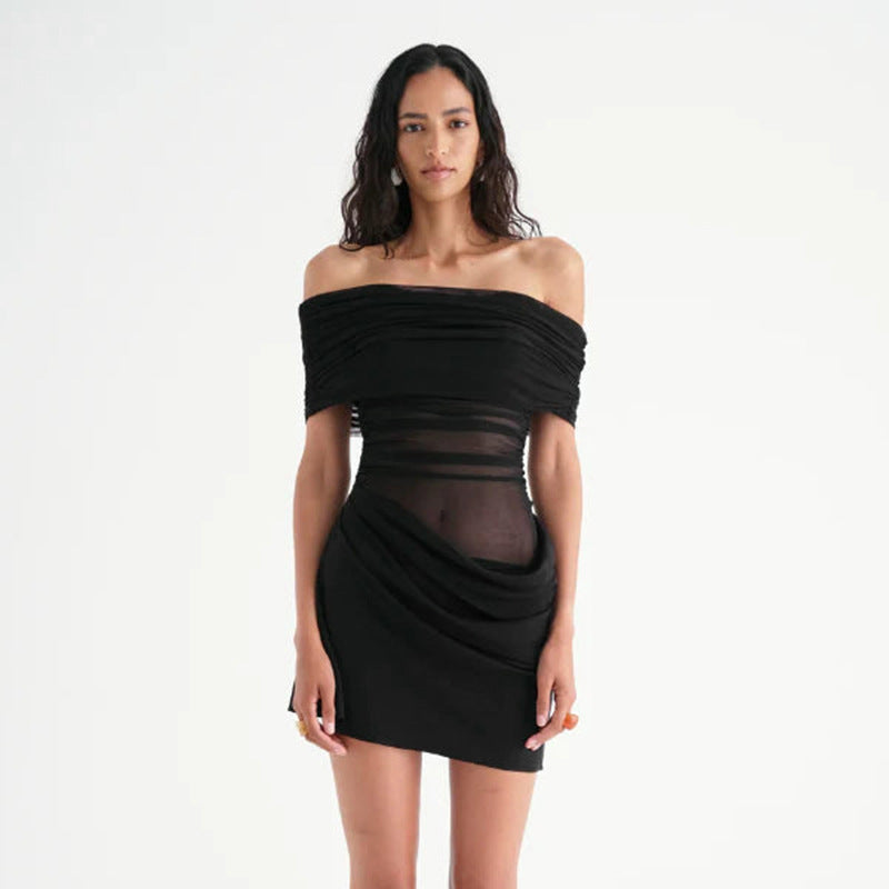 Off-Shoulder Draped Mini Dress