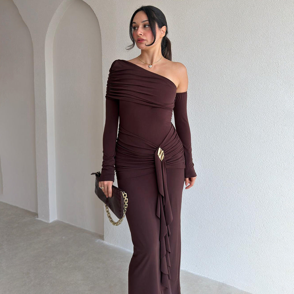 Off-Shoulder Ruffle Maxi Dress