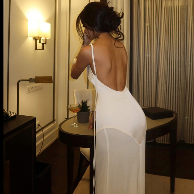 Satin Open-Back Maxi Dress