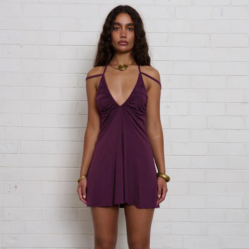 Backless Halter Mini Dress